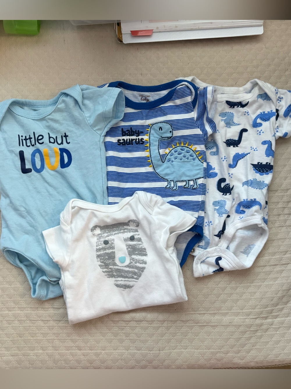 4 Mon Cheri and cloud island 0-3 mo EUC Bodysuit bundle
